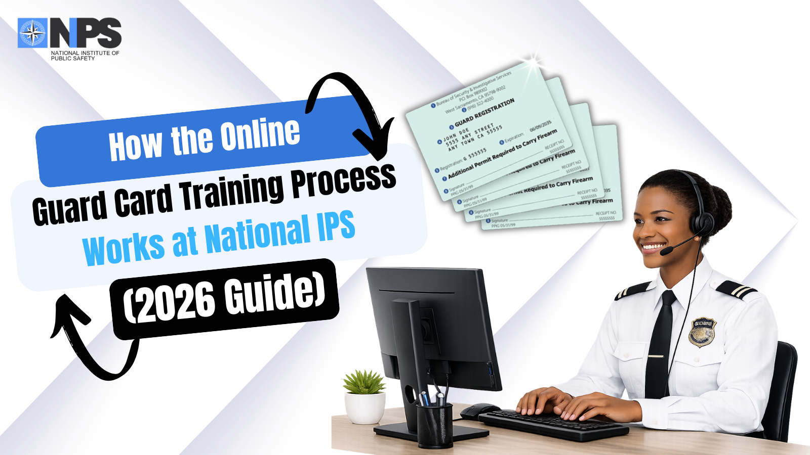 Female Guard Officer with Desktop